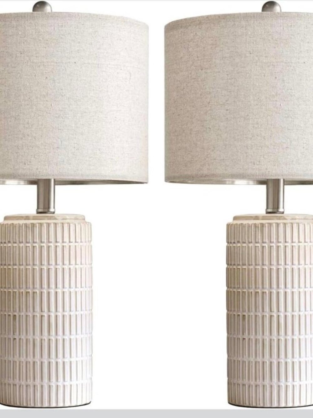 PoKat AMZ-T1102CR White Gold Ceramic Table Lamp Set of 2 Bedside 23in
